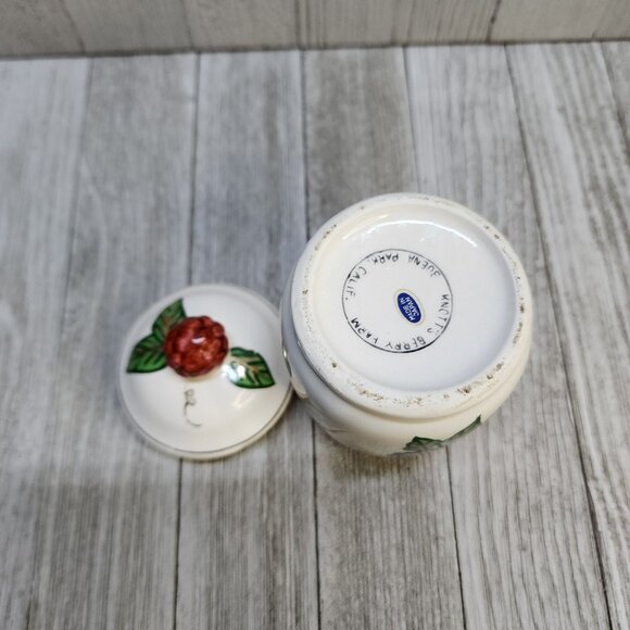 Vintage Knotts Berry Farm Ceramic Canister Sugar Jam White 5'' - Made in Japan - Picture 5 of 8